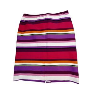 Liz Claiborne Striped Pencil Skirt Women Size 12 Pink Purple Cotton Stretch